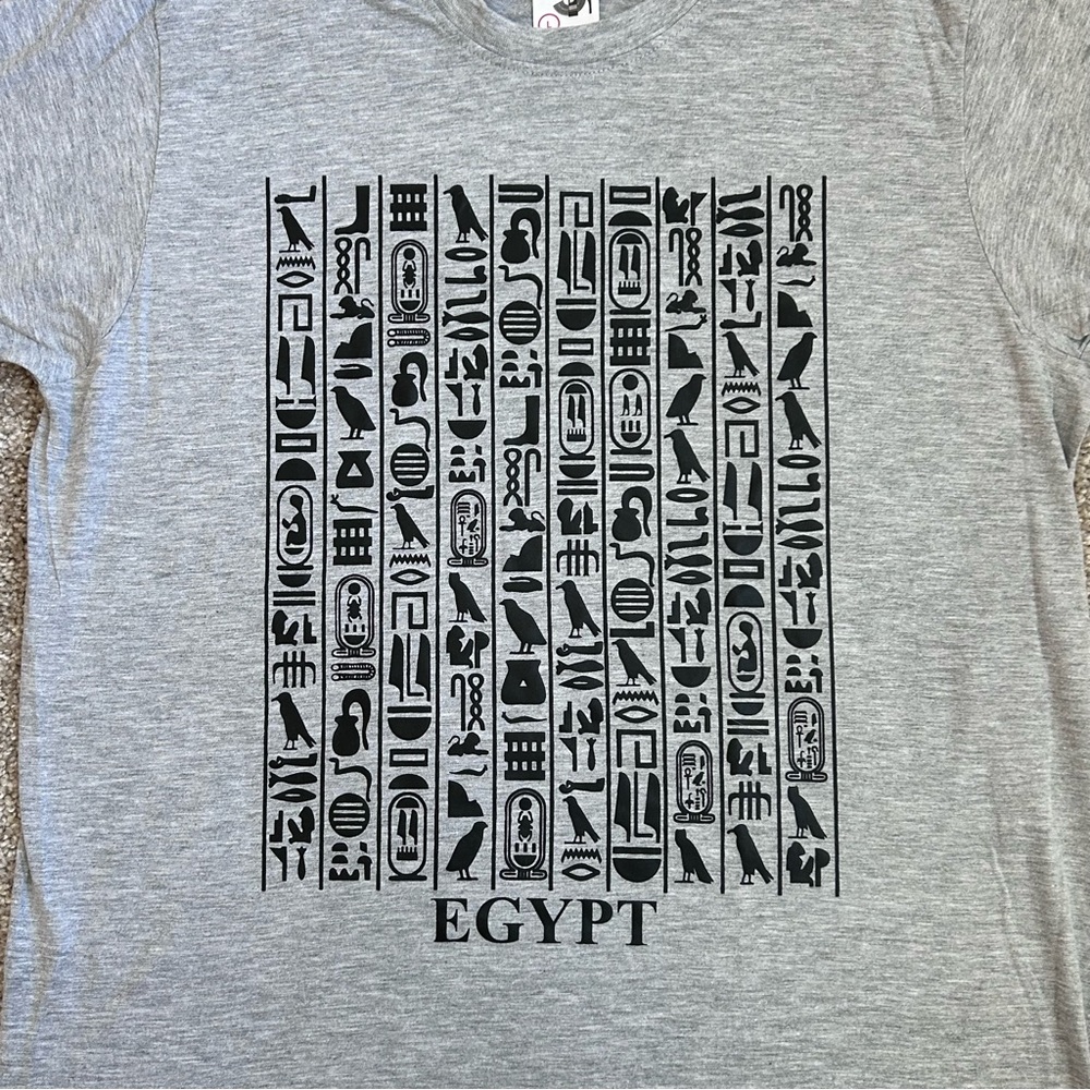 Kleopatra Empire Egypt Hieroglyphics Graphic T-Shirt Gray Mens Large L Souvenir - Picture 2 of 7